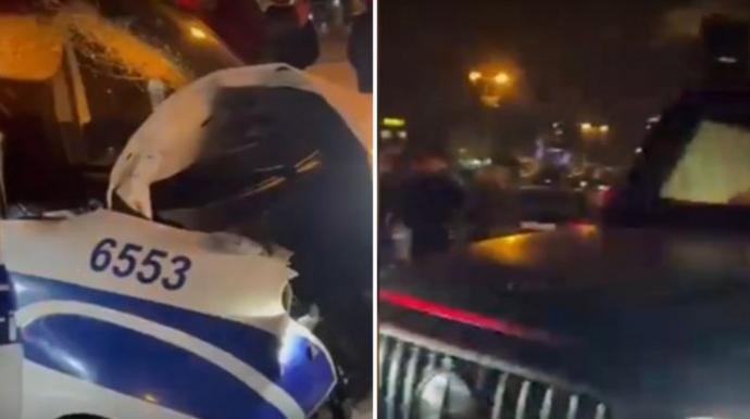 В Баку Gelandewagen столкнулся с полицейской машиной: есть пострадавший - ОБНОВЛЕНО + ВИДЕО 