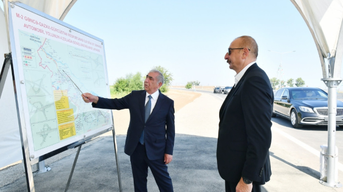 Prezident Bakı-Qazax yolunun bir hissəsinin açılışında   - FOTO