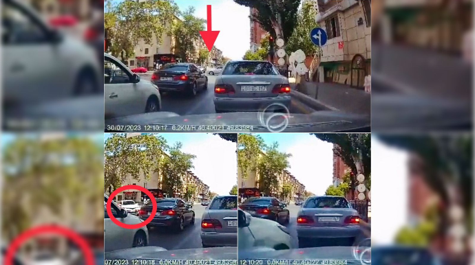 Paytaxtda zəncirvari qəza: Qayda pozaraq 4 avtomobili sıradan çıxartdı   - VİDEO