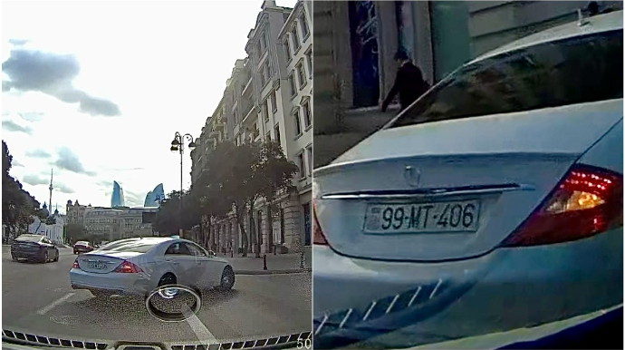 Yola baxmadan sağa dönən sürücü qəza təhlükəsi yaratdı - 99-MT-406    - VİDEO