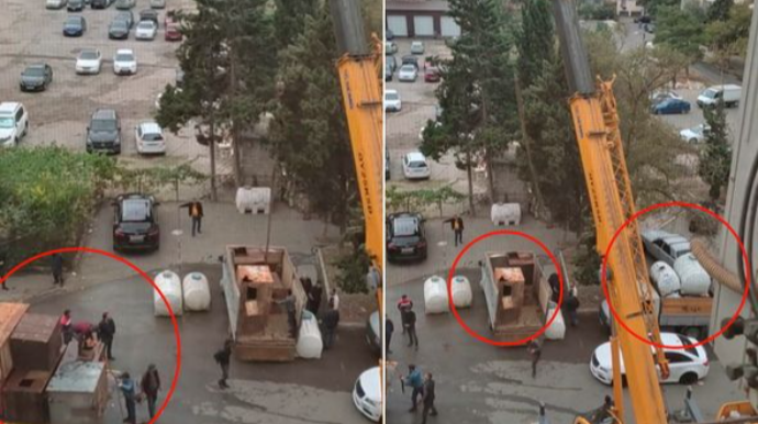 Bakıda binaların üstündəki çənlər yenidən yığışdırılır  - VİDEO