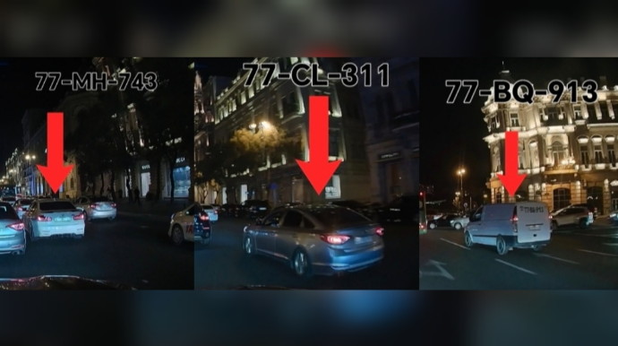 Bir prospektdə 3 sürücü eyni səhvə yol verib təhlükə yaratdı - VİDEO