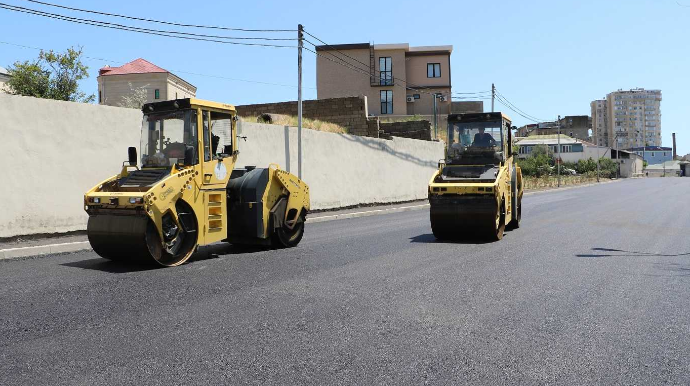 Nizami rayonunda Elşən Süleymanov küçəsinin bir hissəsi təmir olunur - FOTO