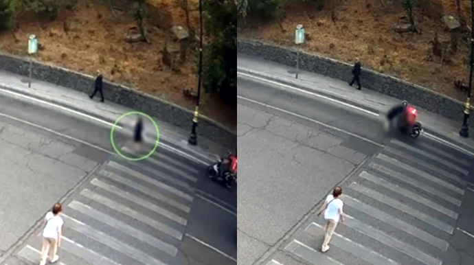 Moped sürücüsü keçiddən keçən piyadanı belə vurdu - REAL VİDEO 