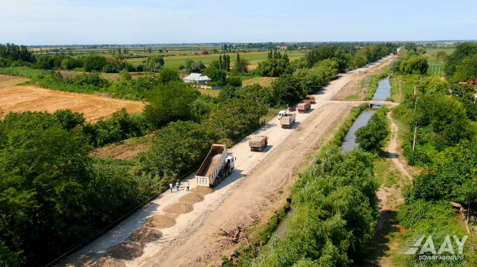 Beyləqanda 36 km-lik avtomobil yolunun tikintisi davam edir  - VİDEO - FOTO