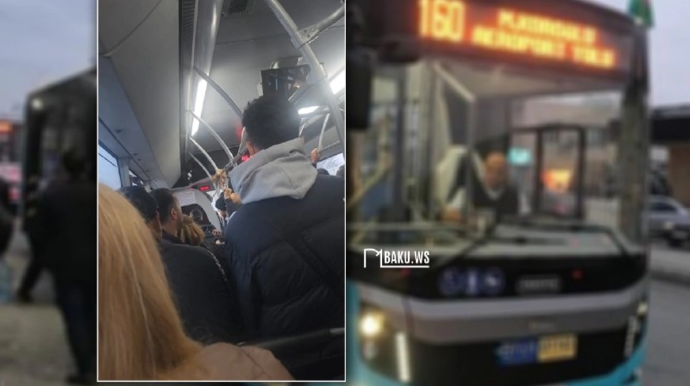 160 nömrəli avtobusda GƏRGİNLİK  - Sürücü sərnişinləri təhqir etdi - VİDEO