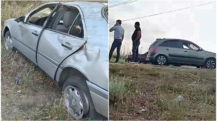 Ağcabədidə yoldan çıxan “Mercedes” dərəyə düşdü - VİDEO