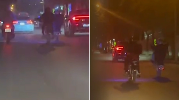Sürücü motosikleti "şahə qaldıraraq" təhlükə yaratdı - ANBAAN VİDEO 