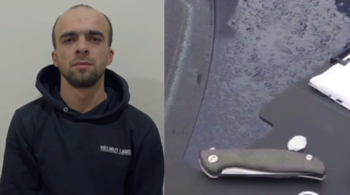"BMW" ilə "avtoşluq" edən şəxsdən beşbarmaq və bıçaq tapıldı  - VİDEO
