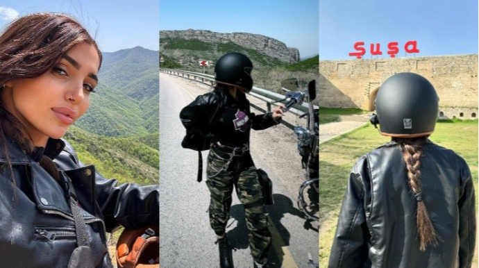Motosikletlə Şuşaya getdi - FOTOLAR 