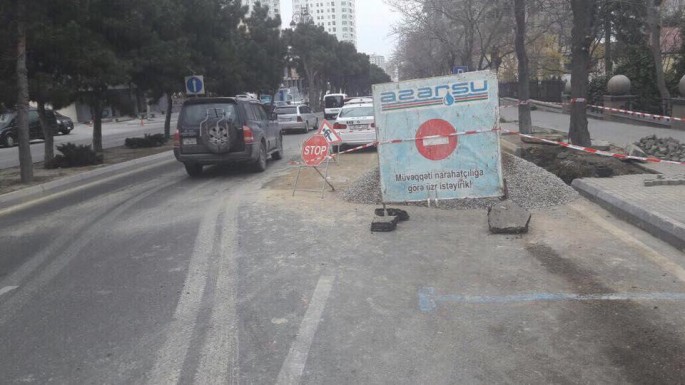 Mərkəzi yolların birində hərəkət məhdudlaşdırılıb - FOTO