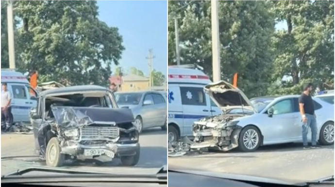“Toyota” əks yoldakı “VAZ”la toqquşdu, sürücülərdən biri xəstəxanalıq oldu - VİDEO