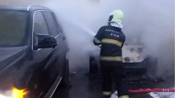 Masazırda “Hyundai” və “BMW” yandı - VİDEO