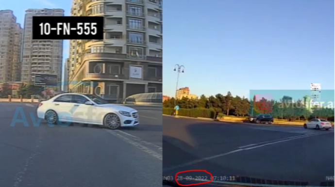 Xanım sürücü daha bir qayda pozuntusuna yol verdi - VİDEO