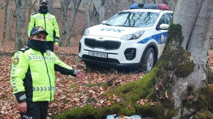 Qubada yol polisləri meşədən silah TAPDI  - FOTO