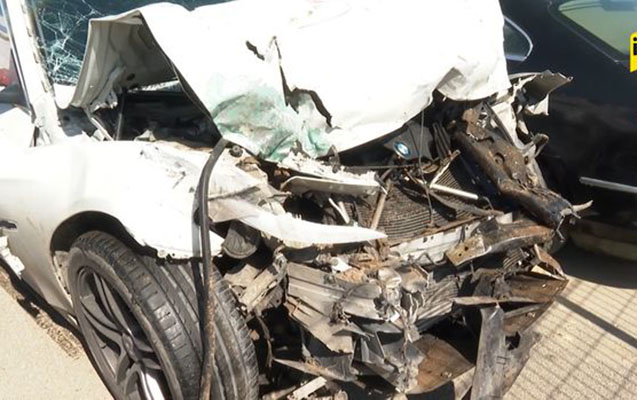 Aslan Hüseynovun avtomobili qəzadan sonra... - Video