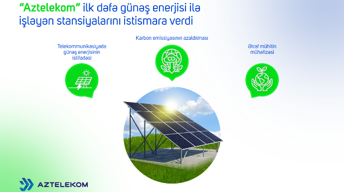 “Aztelekom” ilk dəfə günəş enerjisi ilə işləyən stansiyalarını istismara verdi 