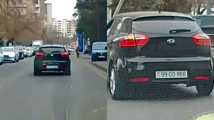 Xanım sürücü avtomobilindəki kağız parçalarını yola səpələdi - 99-GO-866    - VİDEO