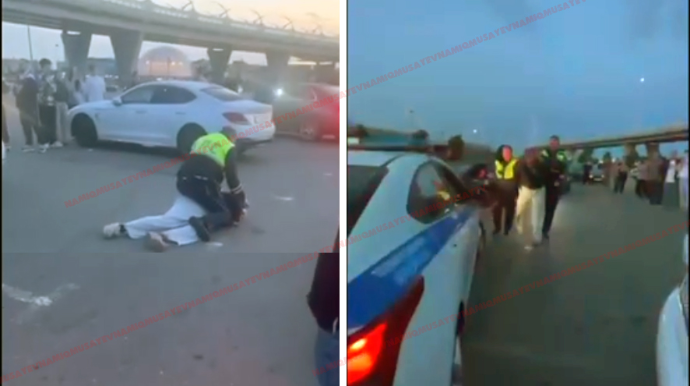 "VAZ"la drift edən 17 yaşlı gənc yol polisini görəndə düşüb qaçdı - VİDEO 