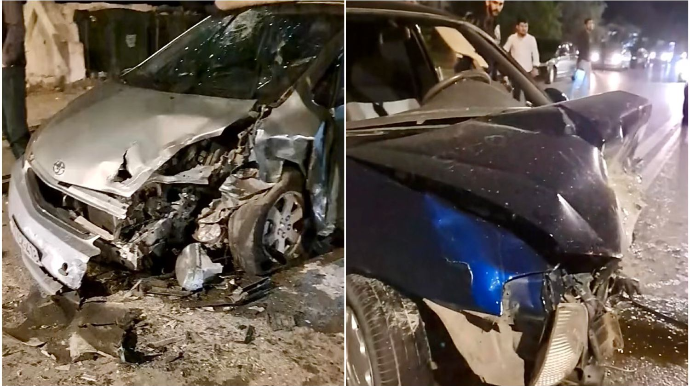 Bakıda qayda pozan sürücü “Prius”u vurub yol kənarına atdı   - VİDEO