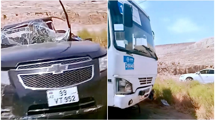 Lökbatan-Qobu yolunda “Chevrolet” avtobusa çırpıldı, sürücüsü..   - VİDEO