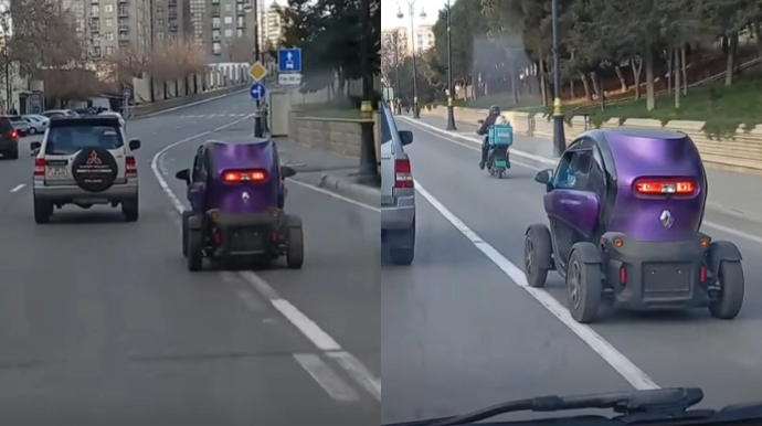 Bakının mərkəzində dövlət nömrə nişanı olmayan avtomobil peyda oldu - VİDEO