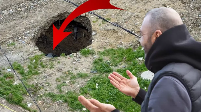 Torpaq çökdü, parklanan avtomobil içinə düşdü – ANBAAN VİDEO 