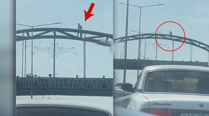 Bakı-Sumqayıt yolundakı böyük tıxacın səbəbi məlum oldu - İntihar etmək istəyir - VİDEO - YENİLƏNİB