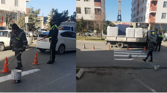 Abşeronda köhnəlmiş piyada keçidləri belə yenilənir  - FOTO - VİDEO