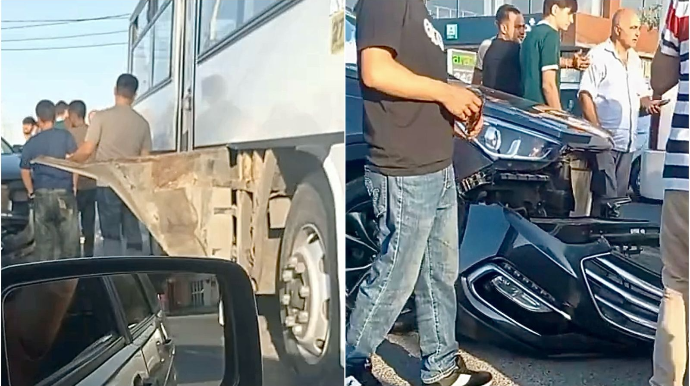 Hövsanda “Hyundai” sərnişin avtobusuna çırpıldı    - VİDEO