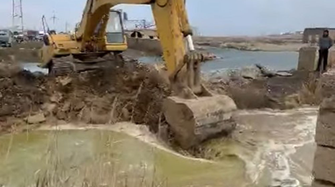 Leysana görə Puta gölünə beton boru qoyuldu - FOTO - VİDEO 