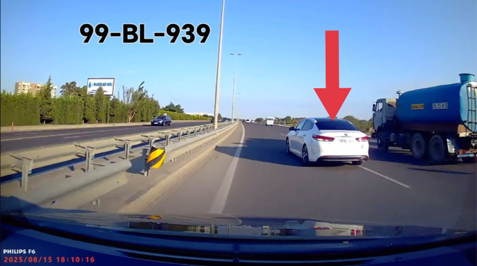 Ötmə əməliyyatı edən sürücü faciəvi qəzanın bir addımlığından döndü - VİDEO