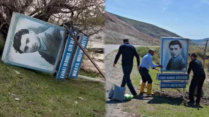 Şairin xatirə lövhəsi əvvəlki yerinə qaytarıldı - FOTOLAR 