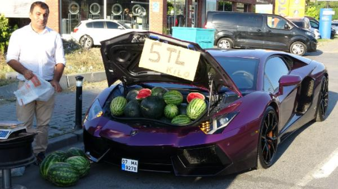 “Lamborghini”də qarpız satan şəxs cəzalandırıldı - FOTO   - YENİLƏNİB