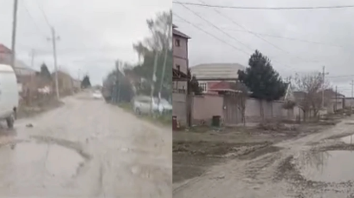 Saray qəsəbəsində bərbad vəziyyətdə olan yolla bağlı AÇIQLAMA  - VİDEO