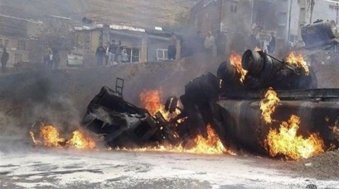 Yanacaq daşıyan altı yük maşını alova büründü