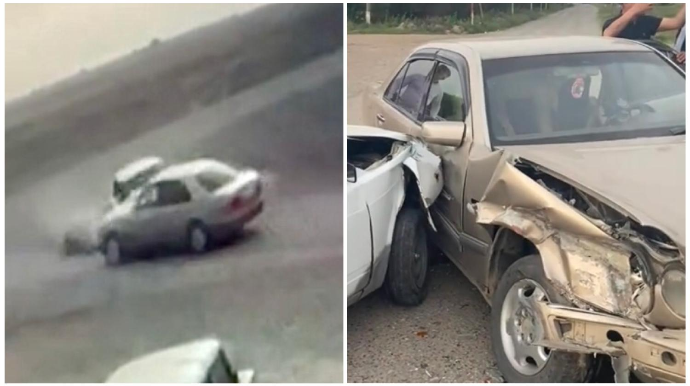 Yolayrıcına sərt daxil olan  “VAZ” sürücüsü “Mercedes”ə çırpıldı  - ANBAAN VİDEO