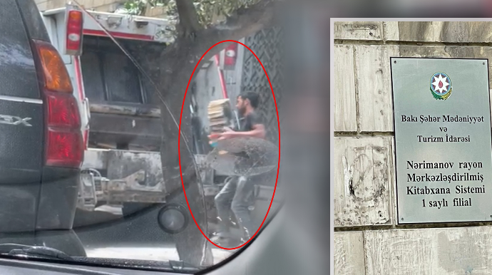 Bakıda kitabxanadan kitabları zibil maşınına belə atdılar - ANBAAN VİDEO 