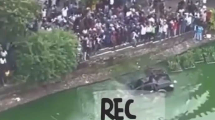 Nazirin maşınını çaya atdılar - VİDEO 