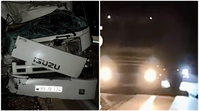 Ağdaşda ara məsafəsi saxlamayan sürücü ağır qəza törətdi   - VİDEO