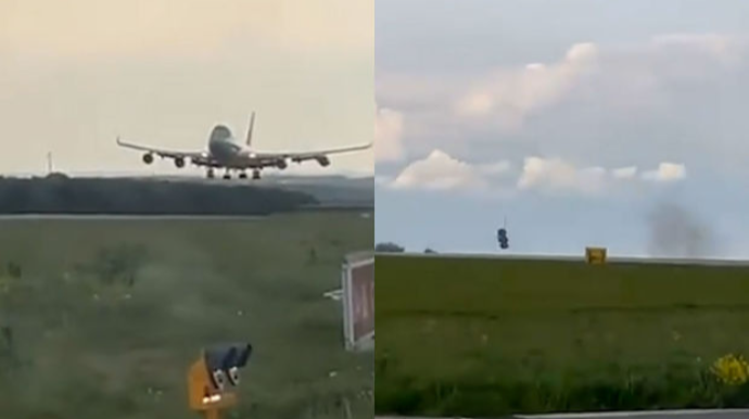 Sərnişin təyyarəsinin eniş zamanı şassisi qopdu - VİDEO 