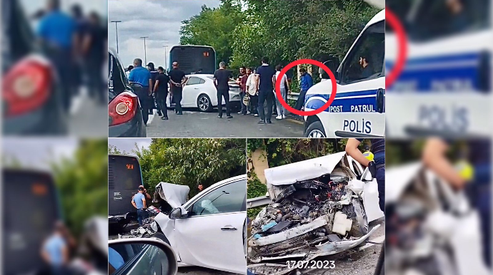 Paytaxtda avtobusla toqquşan “Kia” tanınmaz hala düşdü   - VİDEO
