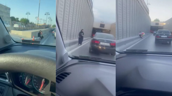 Dilənçilər sıxlıq olan yolda görün nə etdilər - VİDEO