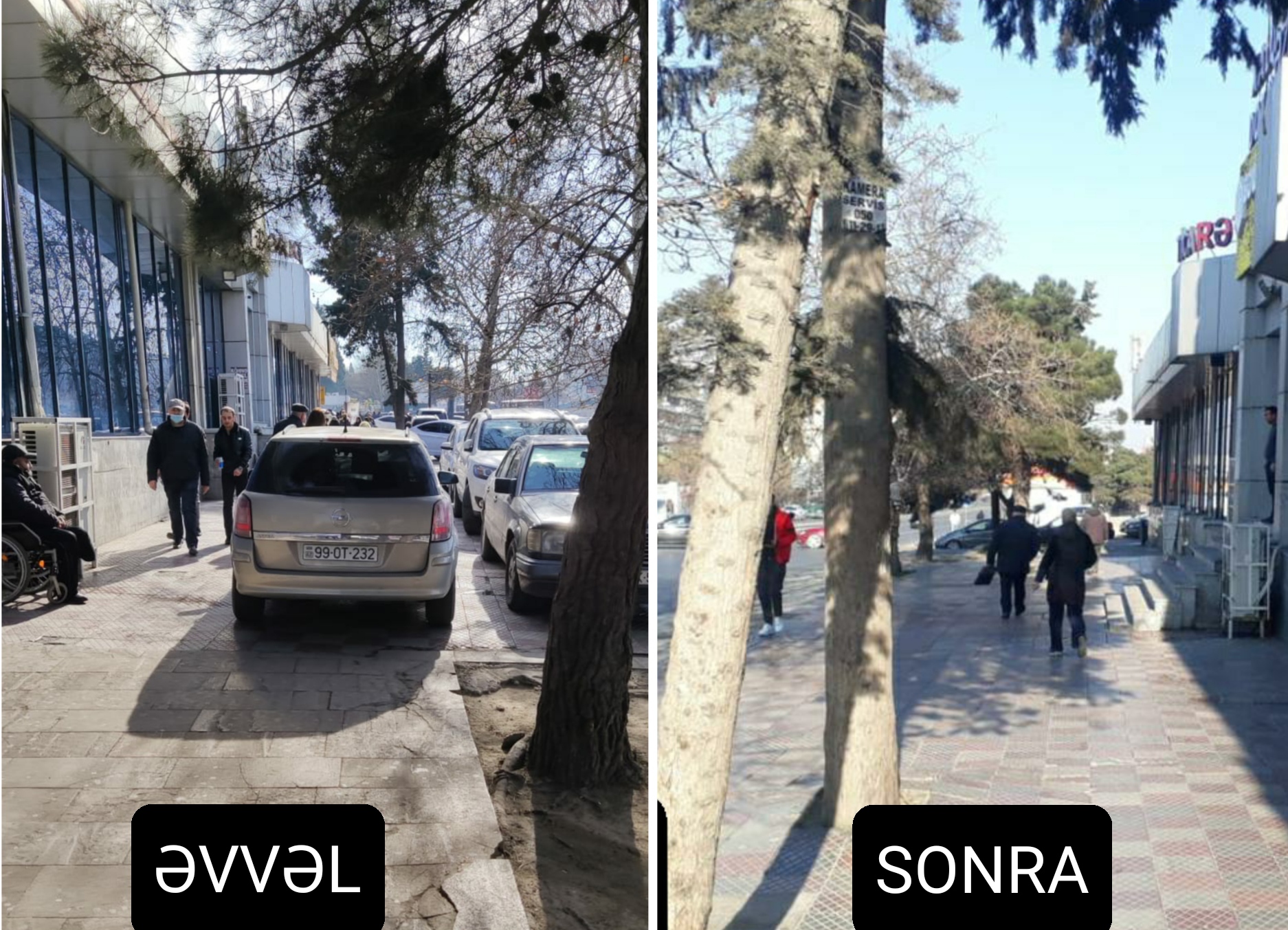 Yol polisi zəbt olunan səkini təmizlədi və sürücüləri cərimələdi   - FOTO