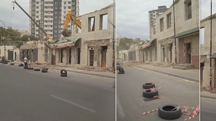 Paytaxtda təhlükə:  Heç bir qabaqlayıcı tədbir görmədən söküntü işi aparırlar - VİDEO