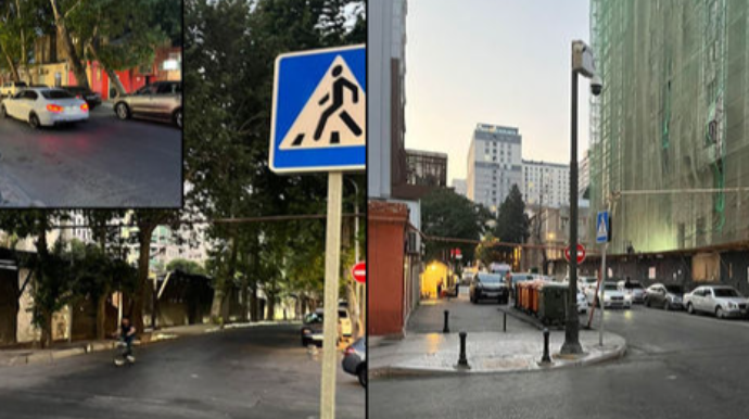 Bakıda iki küçənin kəsişməsində işıqlandırma və işıqfor yoxdur - FOTO 