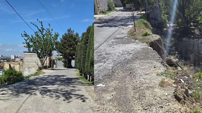 Paytaxtda təhlükə saçan mənzərə: İllər öncə çökən yol hələ də bərpa edilməyib - FOTO - VİDEO - YENİLƏNİB
