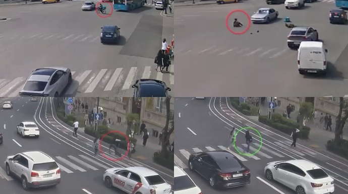 Bakıda skuter və velosiped sürənlər bu cür qəzalar törədir; toqquşma, piyadavurma... - VİDEO 