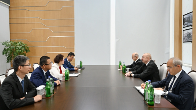 İlham Əliyev Mingəçevirdə Çen Qianqı qəbul etdi - FOTO