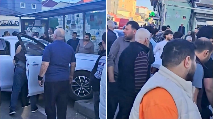 Xırdalanda “KIA” ilə toqquşan “BYD” dayanacağa girdi   - VİDEO